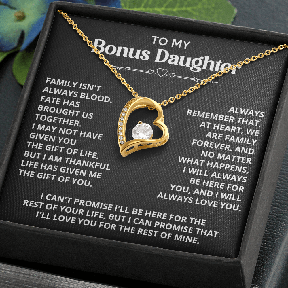 Necklace For Bonus Daughter - Forever Love Necklace - Black