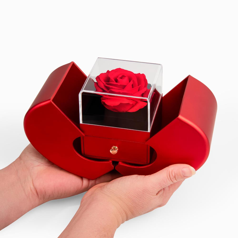 Mom - Without You There Is No Me - Love Knot Necklace with Red Heart Rose Box