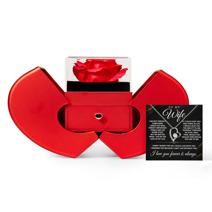 To My Wife - One Thing - Forever Love Necklace - Red Heart Rose Box