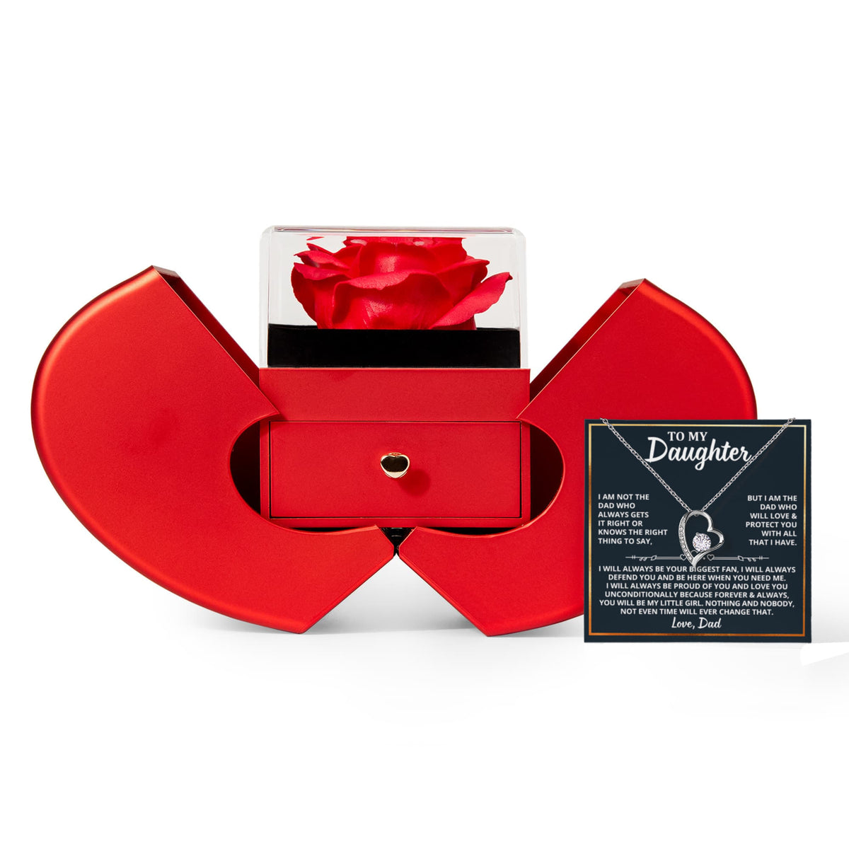 To My Daughter - I Am Not The Dad - Red Heart Rose Box