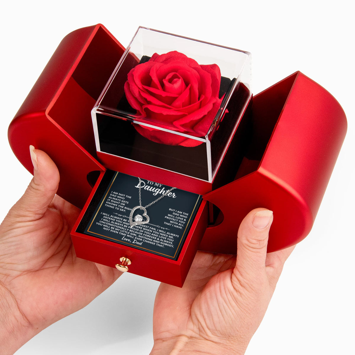 To My Daughter - I Am Not The Dad - Red Heart Rose Box