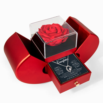 To My Daughter - A Moment - Forever Love Necklace - Red Heart Rose Box