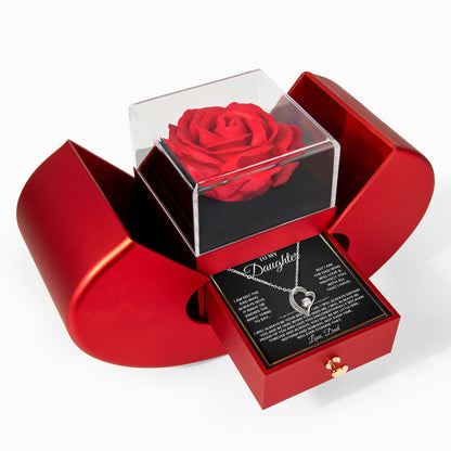 To My Daughter - Biggest Fan - Forever Love Necklace - Red Heart Rose Box