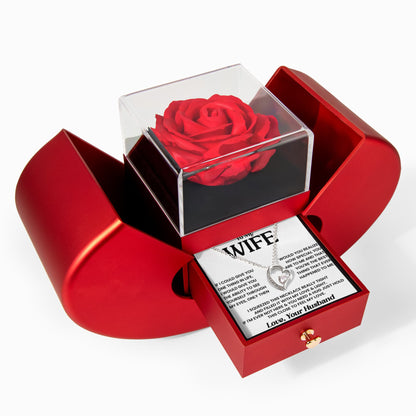 To My Wife - Best Thing - Forever Love Necklace - Red Heart Rose Box