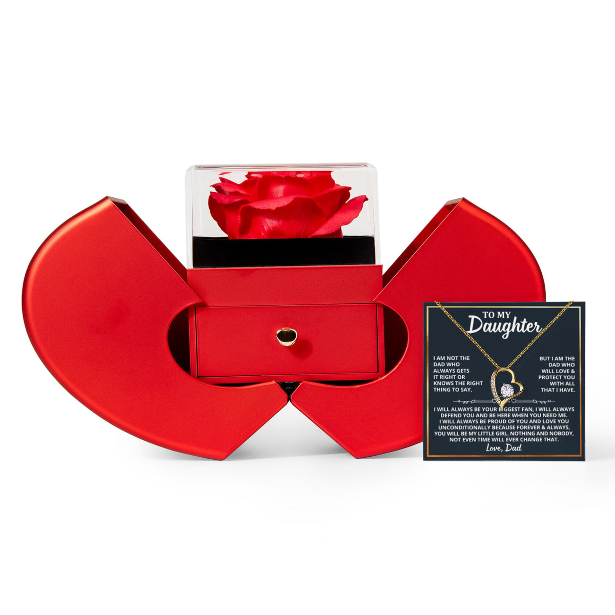 To My Daughter - I Am Not The Dad - Red Heart Rose Box