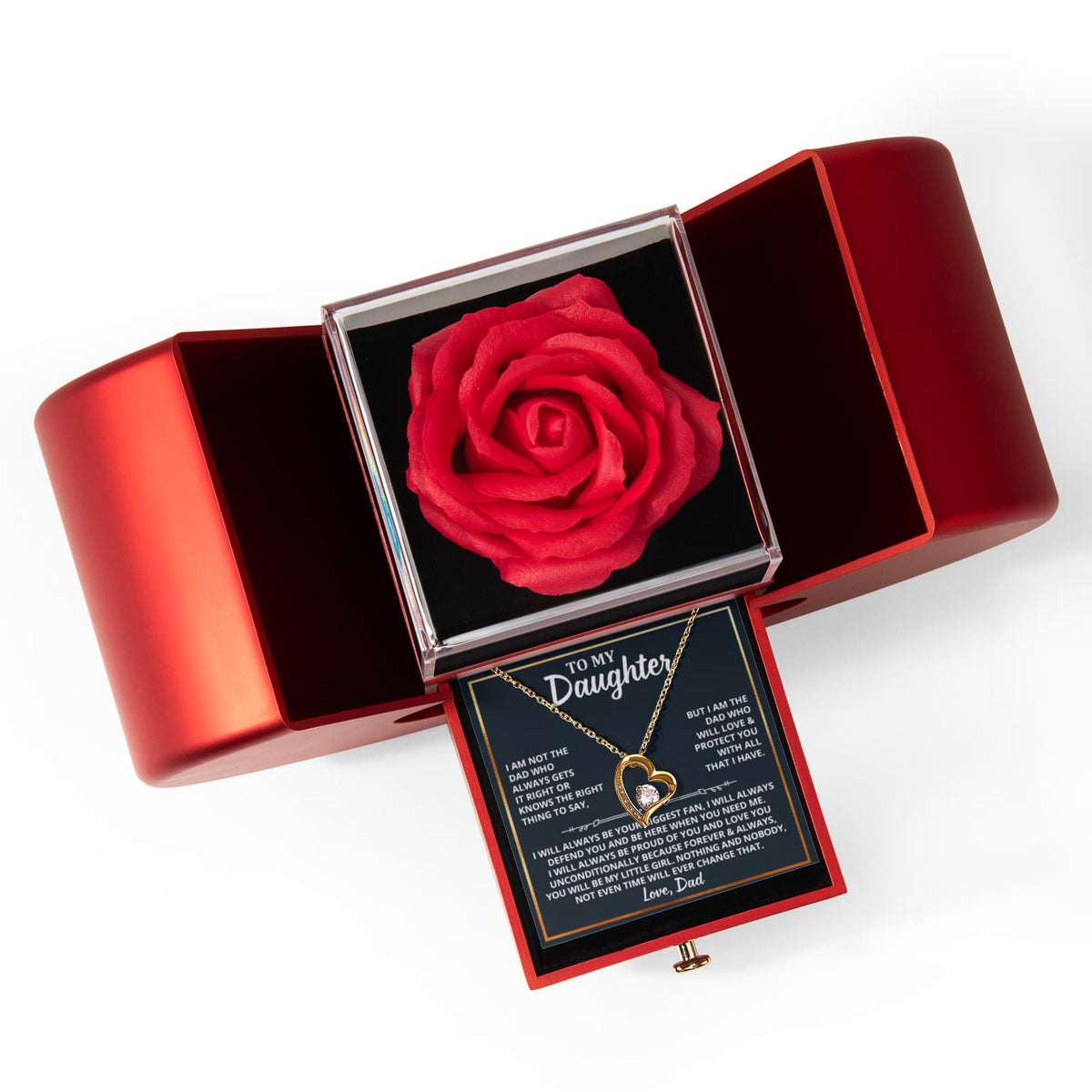 To My Daughter - I Am Not The Dad - Red Heart Rose Box