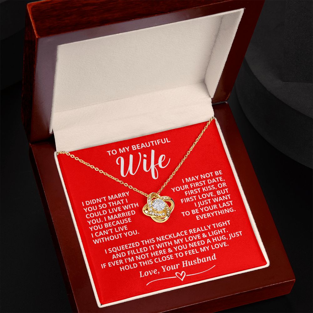 To My Wife - Last Everything - Love Knot Necklace (Red)