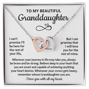 To My Granddaughter Necklace, Granddaughter Gifts From Grandma Grandmother Or Grandpa Grandfather, Jewelry Gifts For Granddaughter Birthday, Graduation, Interlocking Heart Necklace For Granddaughter