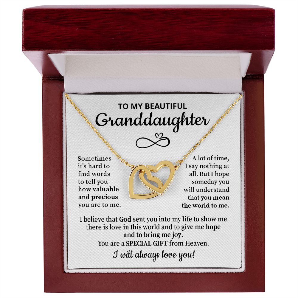 To My Granddaughter - You are a special gift from Heaven - Interlocking Hearts necklace