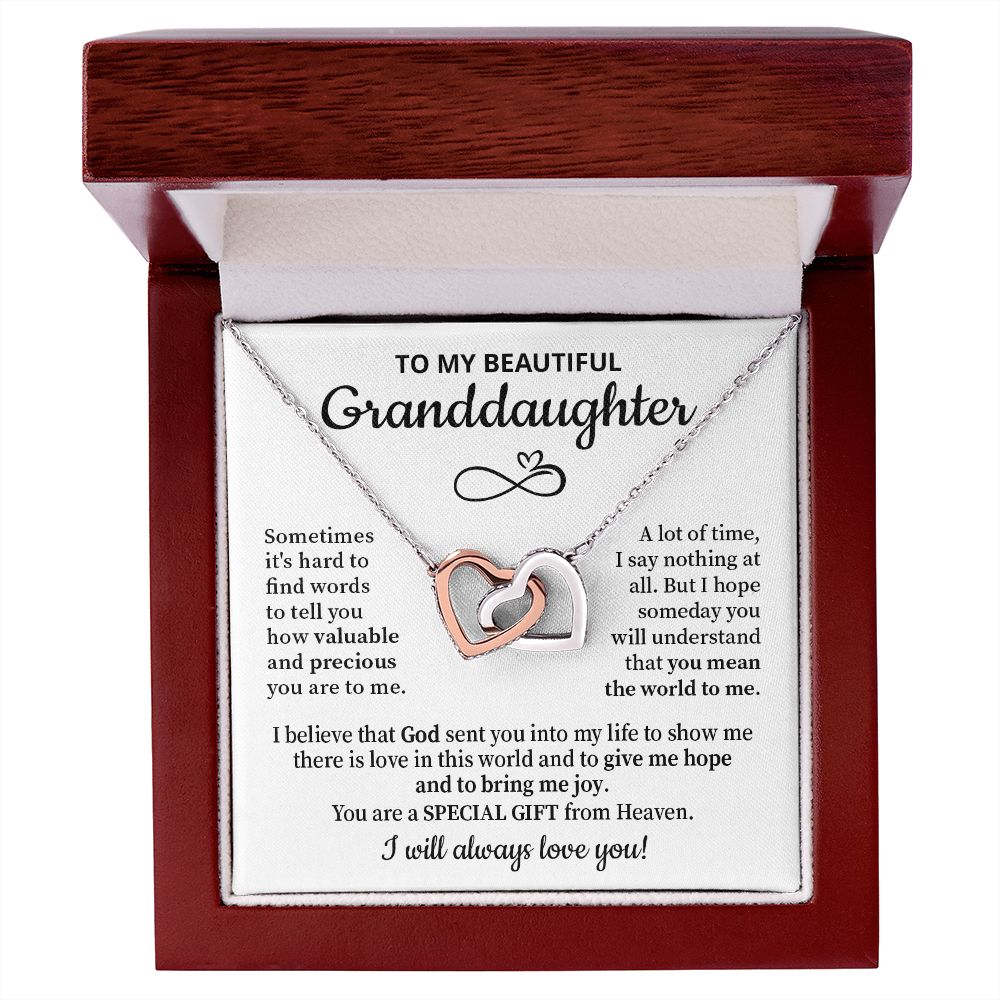 To My Granddaughter - You are a special gift from Heaven - Interlocking Hearts necklace