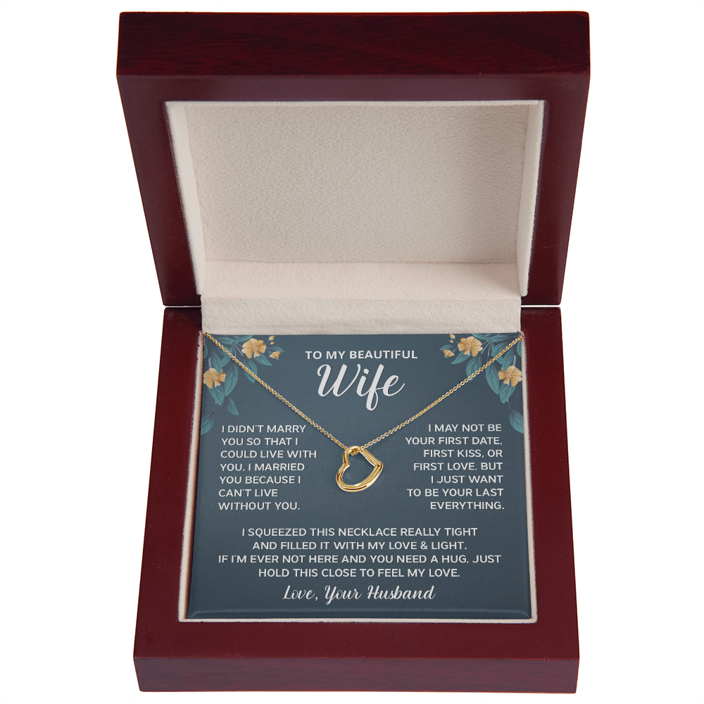 To My Wife Necklace Gifts from Husband, Wedding Anniversary Romantic Gifts for Wife from Husband, Wife Birthday Gifts from Husband, Necklace For Wife From Husband, Message Card and Gift Box