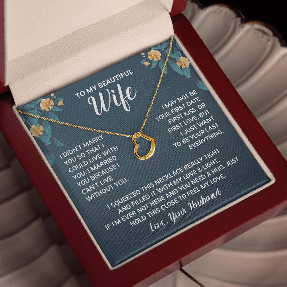 To My Wife Necklace Gifts from Husband, Wedding Anniversary Romantic Gifts for Wife from Husband, Wife Birthday Gifts from Husband, Necklace For Wife From Husband, Message Card and Gift Box