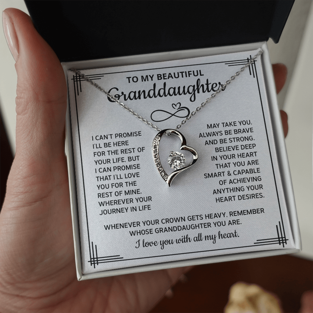To My Granddaughter Necklace From Grandpa, Granddaughter Gifts From Grandpa Grandfather Or Grandma Grandmother, Jewelry Gifts For Granddaughter Birthday Gifts, Forever Love Necklace For Granddaughter