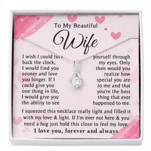 Wife Necklace Gifts from Husband, Wedding Anniversary Jewelry for Wife from Husband, Wife Birthday Gifts from Husband, Wife Necklace Gift Set with Message Card and Gift Box